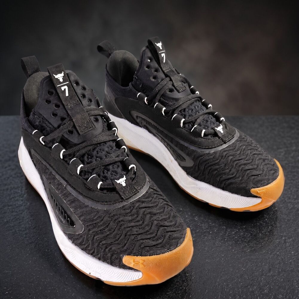 Under Armour Project Rock 7 Sneaker Men's 8.5 Black White Cross Training Shoes